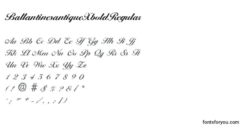 Czcionka BallantinesantiqueXboldRegular – alfabet, cyfry, specjalne znaki
