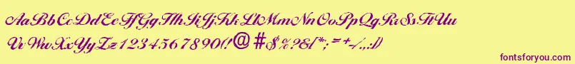 BallantinesantiqueXboldRegular-fontti – violetit fontit keltaisella taustalla