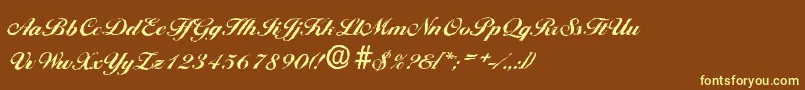 BallantinesantiqueXboldRegular-fontti – keltaiset fontit ruskealla taustalla