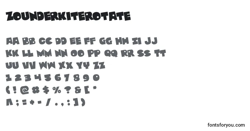 Шрифт Zounderkiterotate – алфавит, цифры, специальные символы
