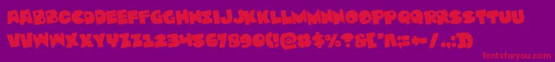 Zounderkiterotate-Schriftart – Rote Schriften auf violettem Hintergrund