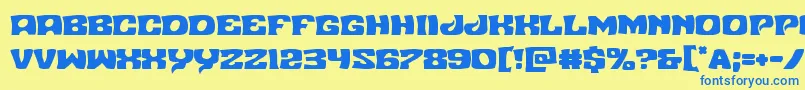 Nuevopassion-Schriftart – Blaue Schriften auf gelbem Hintergrund