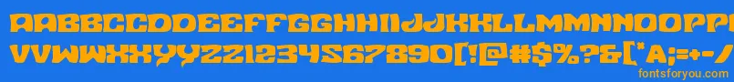 Nuevopassion-Schriftart – Orangefarbene Schriften auf blauem Hintergrund