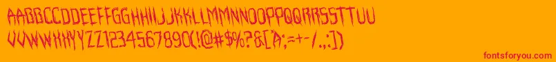 Horroroidrotate-Schriftart – Rote Schriften auf orangefarbenem Hintergrund