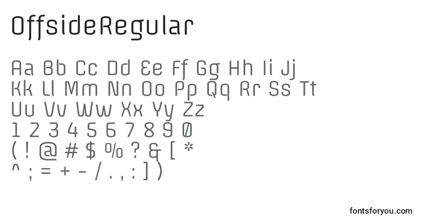 Schriftart OffsideRegular – Alphabet, Zahlen, spezielle Symbole