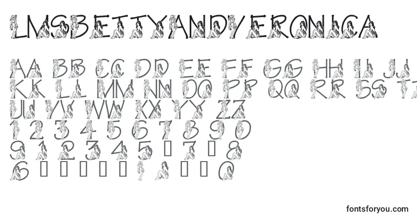 A fonte LmsBettyAndVeronica – alfabeto, números, caracteres especiais