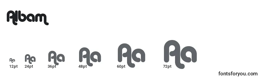 Размеры шрифта Albam