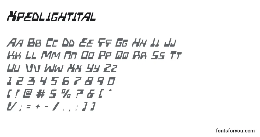 Fuente Xpedlightital - alfabeto, números, caracteres especiales