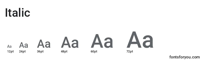 Größen der Schriftart Italic