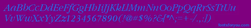 GarnetItalic Font – Blue Fonts on Purple Background