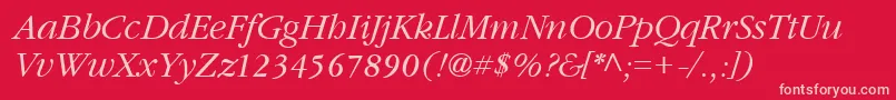 GarnetItalic-Schriftart – Rosa Schriften auf rotem Hintergrund