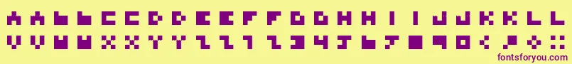 BdTinyfont-fontti – violetit fontit keltaisella taustalla