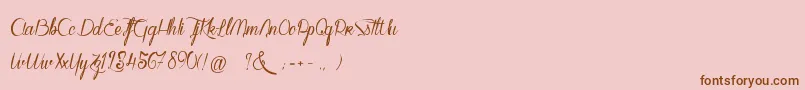 WalkerOnTheMoonLight-Schriftart – Braune Schriften auf rosa Hintergrund