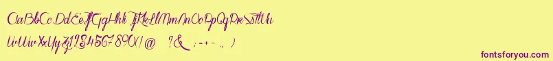 WalkerOnTheMoonLight-Schriftart – Violette Schriften auf gelbem Hintergrund