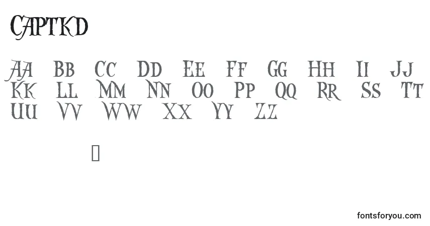 Czcionka Captkd – alfabet, cyfry, specjalne znaki