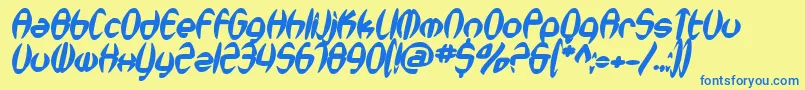 SfSynthonicPopBoldOblique Font – Blue Fonts on Yellow Background