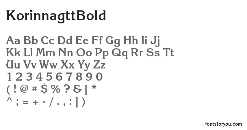 A fonte KorinnagttBold – alfabeto, números, caracteres especiais