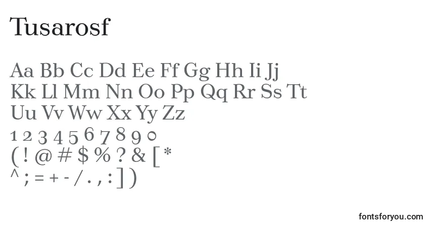 Schriftart Tusarosf – Alphabet, Zahlen, spezielle Symbole