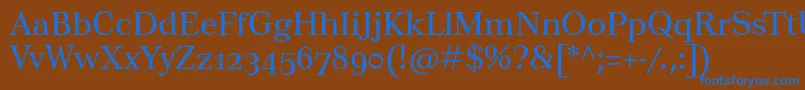 フォントTusarosf – 茶色の背景に青い文字