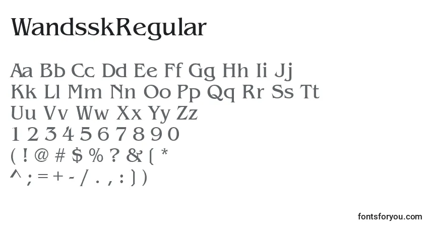 Шрифт WandsskRegular – алфавит, цифры, специальные символы