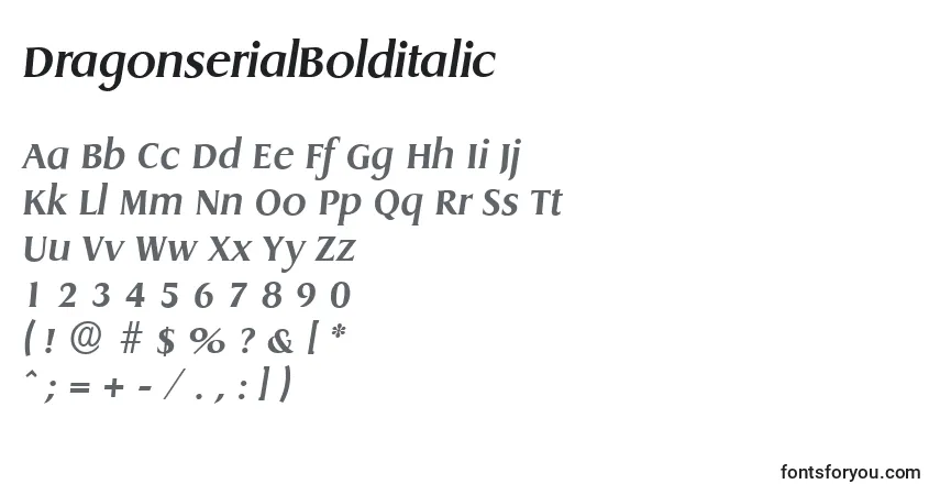DragonserialBolditalic-fontti – aakkoset, numerot, erikoismerkit
