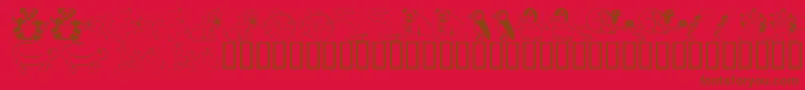 KrLilBuddies-Schriftart – Braune Schriften auf rotem Hintergrund