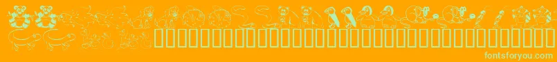 KrLilBuddies-Schriftart – Grüne Schriften auf orangefarbenem Hintergrund