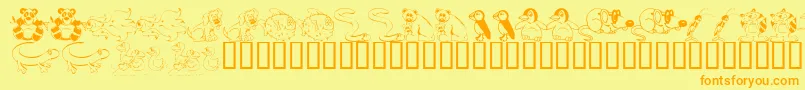 Fonte KrLilBuddies – fontes laranjas em um fundo amarelo