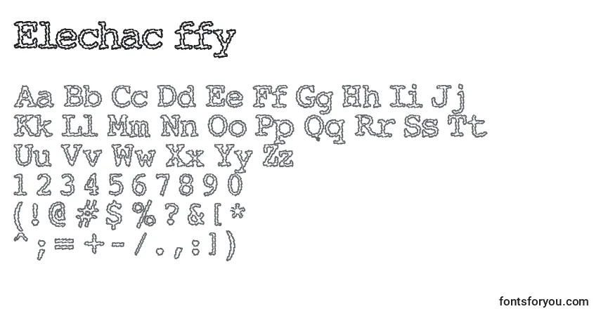 A fonte Elechac ffy – alfabeto, números, caracteres especiais