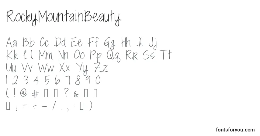 Czcionka RockyMountainBeauty – alfabet, cyfry, specjalne znaki