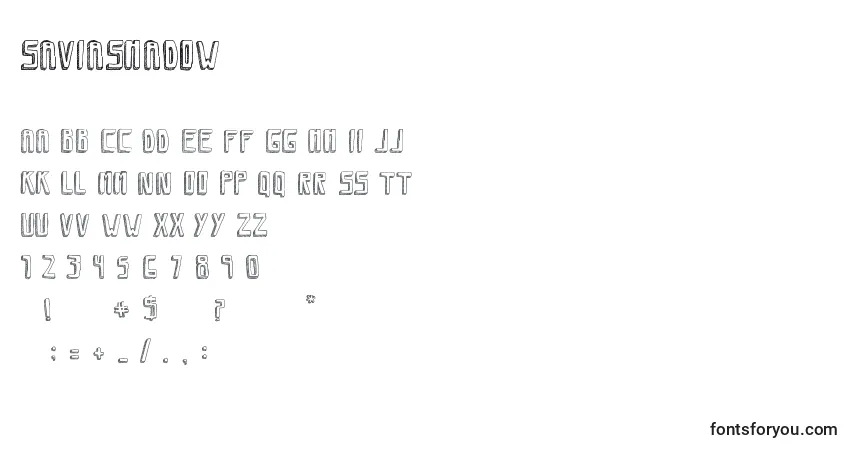 Schriftart SaviaShadow – Alphabet, Zahlen, spezielle Symbole