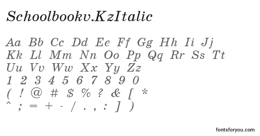 Шрифт Schoolbookv.KzItalic – алфавит, цифры, специальные символы