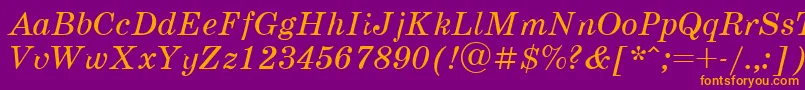 Schoolbookv.KzItalic Font – Orange Fonts on Purple Background