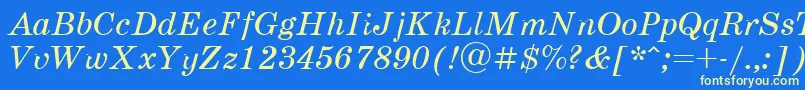 Schoolbookv.KzItalic Font – Yellow Fonts on Blue Background