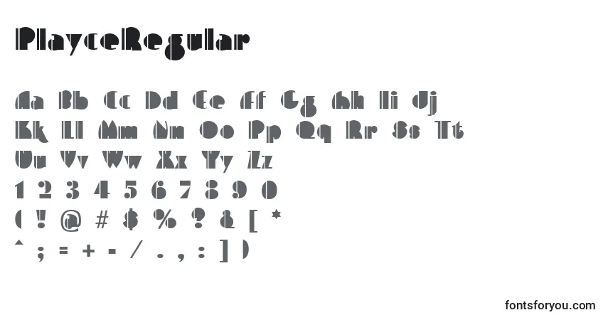 Czcionka PlayceRegular – alfabet, cyfry, specjalne znaki