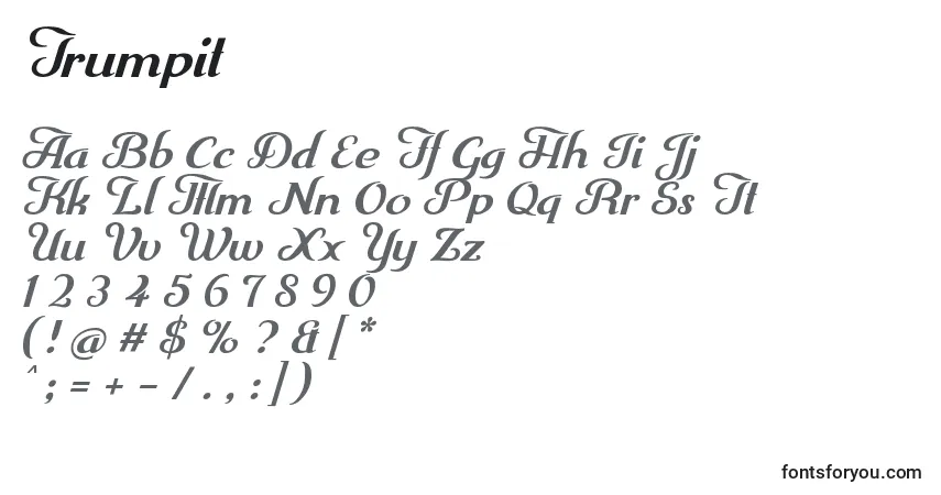 A fonte Trumpit – alfabeto, números, caracteres especiais