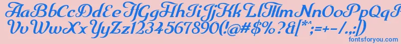 Trumpit-Schriftart – Blaue Schriften auf rosa Hintergrund