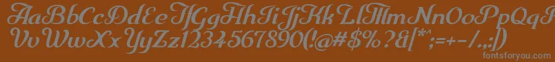 Trumpit-fontti – harmaat kirjasimet ruskealla taustalla