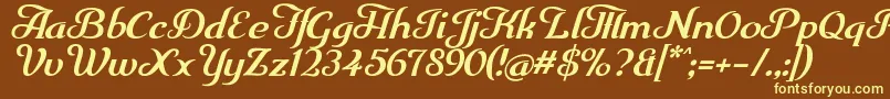 Trumpit-fontti – keltaiset fontit ruskealla taustalla