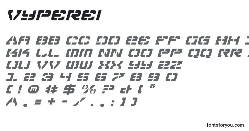Schriftart Vyperei – Alphabet, Zahlen, spezielle Symbole
