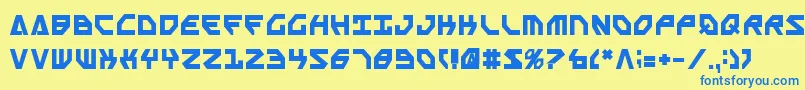 フォントSscriptv2b – 青い文字が黄色の背景にあります。