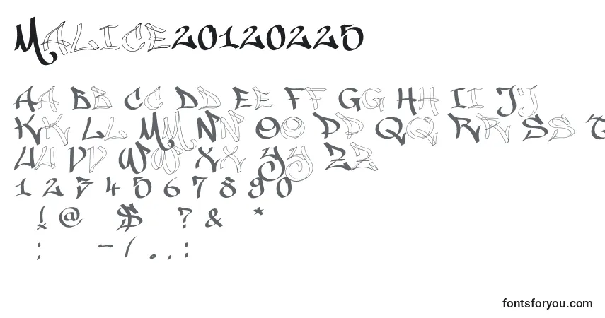Schriftart Malice20120225 – Alphabet, Zahlen, spezielle Symbole