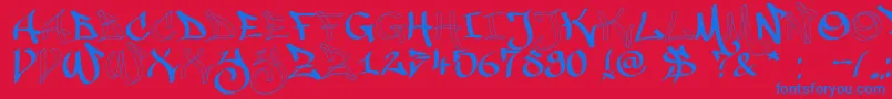 Malice20120225 Font – Blue Fonts on Red Background