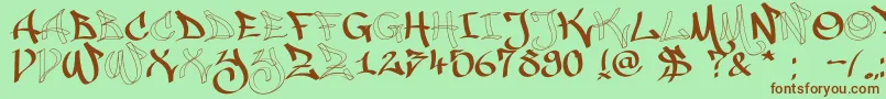 Malice20120225 Font – Brown Fonts on Green Background