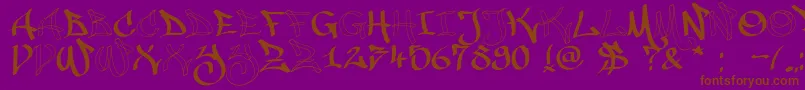 Malice20120225-Schriftart – Braune Schriften auf violettem Hintergrund