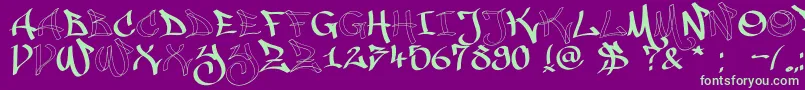 Malice20120225 Font – Green Fonts on Purple Background