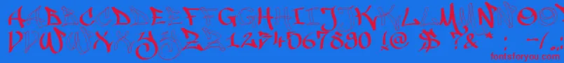 Malice20120225 Font – Red Fonts on Blue Background