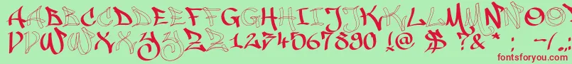 Malice20120225 Font – Red Fonts on Green Background