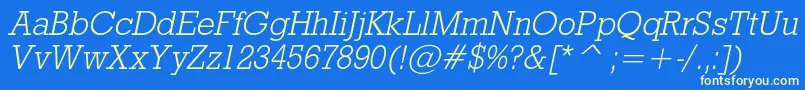 RodeolightcItalic Font – Yellow Fonts on Blue Background