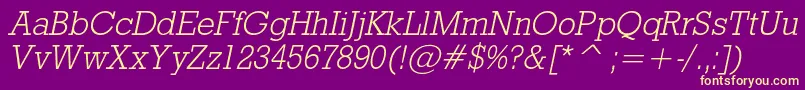 RodeolightcItalic Font – Yellow Fonts on Purple Background